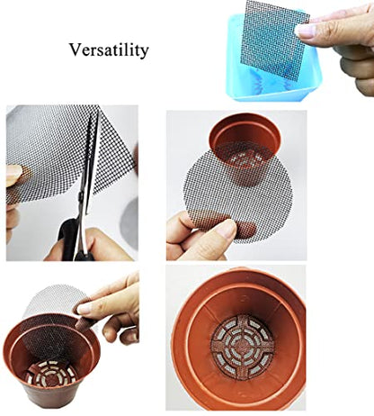 HAHIYO 50PCs 4Inch/10Cm Black Square Glassfibre Flower Pot Hole Mesh Pad Bottom Grid Mat Bonsai Drainage mesh Hole Screens Gasket Prevent Soil Loss Breathable Gasket Drainage Netting for Bonsai - size: Square-4In-50P