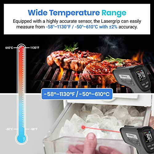 Etekcity Infrared Thermometer Laser Temperature Gun, Color Display | Easy-to-Read LCD, Large Color Digits, Pizza Oven, Griddle, Meat, HVAC, MAX Temperature, Adjustable Emissivity - color: Gray, style: Classic
