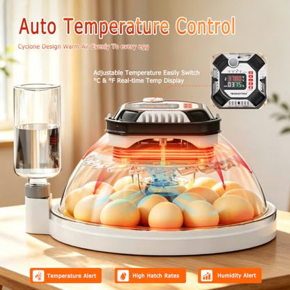 Egg Incubators for Hatching Eggs, Temperature&Humidity Control | Automatic Egg Turning,Auto Stop Turning,Built-in Egg Candler, incubating chicken/duck/goose/quail/parrot eggs