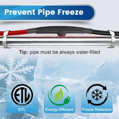 18ft Heat Tape for Water Pipes with Thermostat, Electric Heat Trace Cable | ToasySoul 7W/ft Heating Tape, Electric Pipe Heater Cable for Metal Plastic PEX Pipes Freeze Protection 120V - color: 18-feet