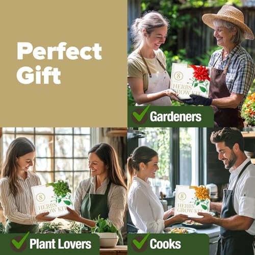 HOME GROWN Gift Herb Kit – 8 Herb Seeds Set with Basil, Cilantro, Mint & More, Complete Indoor Grow Kit for Kitchen, Gardening Gifts for Women & Men, Ideal for Cooking & Home Décor - style: Deluxe Herb Grow Kit