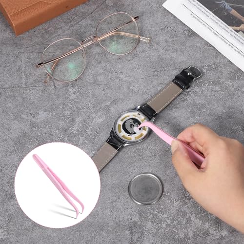 10 Pcs Bent Plastic Tweezers, Kids 4.5 Inch Craft Tweezers Long Sticker Tweezer for Kids Crafting, DIY Jewelry Making, Stickers, Bead Bracelets, Feeding Reptiles, Baking Decoration (Pink)