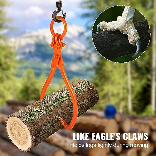 VEVOR Log Skidding Tongs, 18 inch 2 Claw Log Lifting Tongs, Heavy Duty Steel Lumber Skidding Tongs, 772 lbs/350 kg Loading Capacity, Log Lifting, Handling, Dragging & Carrying Tool - style: 18in-O-Ring