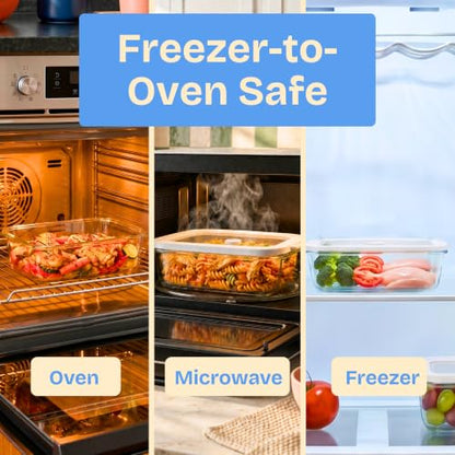 Non-Toxic Glass Food Containers with Lids, 2-Pack, 50 oz, Airtight, Gray | Plastic & BPA free. Glass body, glass lid & platinum silicone seal. Airtight & leakproof. Freezer & microwave safe. - color: Gray, size: 50 Oz