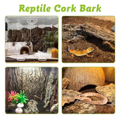 Reptile Cork Bark 1 Lb Flat Cork Wood for Terrarium Small Tree Bark Pieces 3.9-5.9in Natural Bulk Cork Bedding Tank Substrate for Bearded Dragon Snake Spiders Geckos Tortoise Hermit Crabs