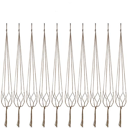 Plant Hanger, 10 Pieces 40'' Macrame Plant Hangers, Hanging Planters for Indoor Plants Pots, Plant Holder Basket Jute Rope Holder for Indoor Outdoor Garden Home Decorations (Natural)