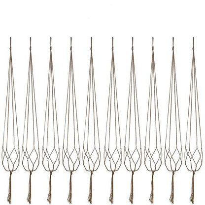 Plant Hanger, 10 Pieces 40'' Macrame Plant Hangers, Hanging Planters for Indoor Plants Pots, Plant Holder Basket Jute Rope Holder for Indoor Outdoor Garden Home Decorations (Natural)