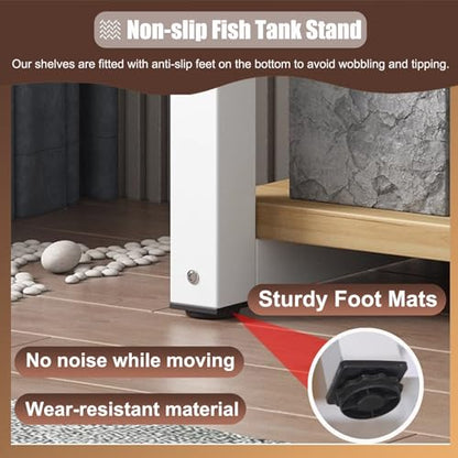 Walnut Fish Tank Stand with Non-Slip Terrarium Holder, Multi-Tier Steel Rack for 2 Insect Tanks, Large Storage Shelves, Perfect for Bedroom Corner (70x30 cm),Walnut,70x30 cm (27 1/2 x 11 3/4 - size: 70x30 cm (27 1/2 x 11 3/4")