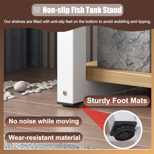 Multi-Tier Steel Fish Tank Stand with Non-Slip Terrarium Holder - Large Storage Rack for 2 Insect Tanks, Ideal for Bedroom Corner, Natural Finish, 90x45 cm (35 3/8 x 17 3/4"),Natural,90x45 c - size: 90x45 cm (35 3/8 x 17 3/4")