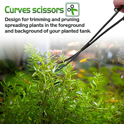 6 in 1 Aquascaping Tool Kit with PH Tester, Black Steel Aquatic Landscaping Equipment Perfect to Create A Stunning Underwater Scape for Fish Tank