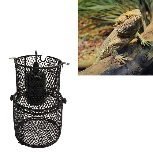FTVOGUE Reptile Heat Lamp Guard, Retractable Safety Mesh Cover,Ceramic Heat emitterwith Ceramic E27 Bulb Holder Switch Design for Lizards Snakes Turtles Chicks Amphibians