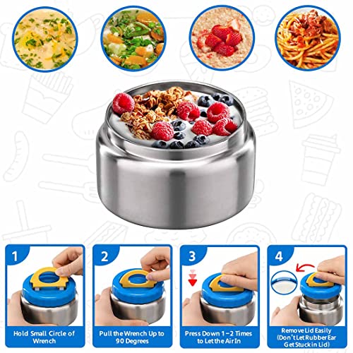 MAISON HUIS 8oz Soup Thermo Wide Mouth Vacuum Insulated Stainless Steel Food Jar, Leak Proof for Hot&Cold Food Kids Lunch Container for School Travel (Blue) - color: Blue