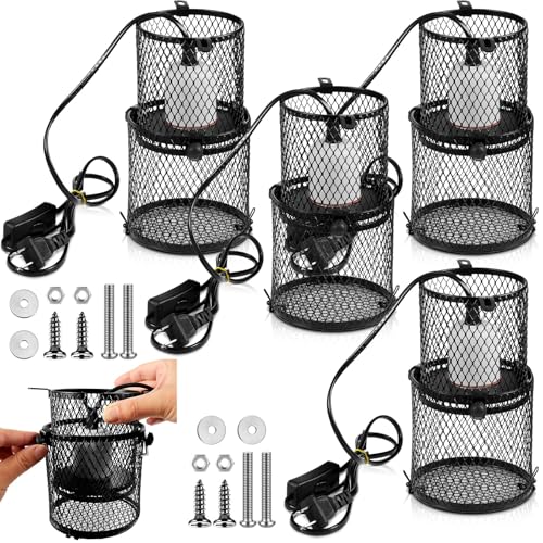 Retractable Reptile Heat Lamp Holder, Ceramic Heat Emitter Lamp-Cage with Adjustable Anti-Scald Mesh Cage Heating Lamp Stand for Pet Amphibian Snake Lizard Frog Chick, Without Bulb(White) - color: White
