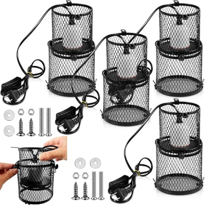 Retractable Reptile Heat Lamp Holder, Ceramic Heat Emitter Lamp-Cage with Adjustable Anti-Scald Mesh Cage Heating Lamp Stand for Pet Amphibian Snake Lizard Frog Chick, Without Bulb(White) - color: White