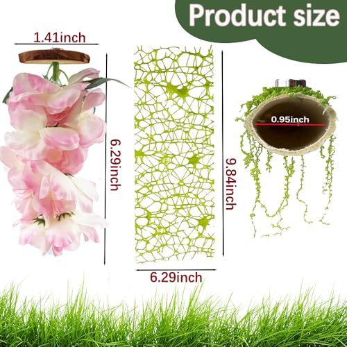 Jumping Spider Accessories Set,Magnetic Jumping Spiders Enclosure Decor,Small Reptile Enclosure Decoration Accessories (Pink) - color: Pink