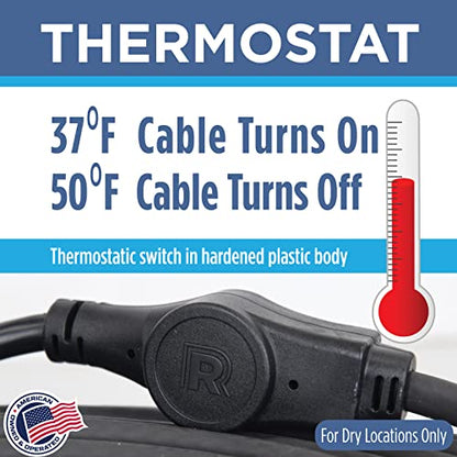 Intelligent Heat Tape for Water Pipe Freeze Protection - with GlowCap™, Built-in Thermostat, Tape Included, 10-yr Warranty, Heavy-Duty, Self-Regulating, 120V (150 Ft) - style: 150 Feet
