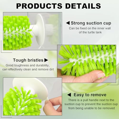 4 Pack Turtle Brush with Suction Cup for Tank, Turtle Shell Cleaning Brush, Turtle Scrub Brush Tortoise Supplies, Scratches Back Brush Remove Tortoise Back Mud, Turtle Tank Accessories