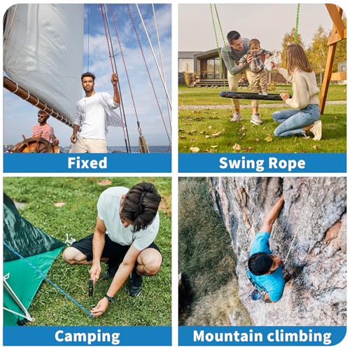 Double Braid Arborist Rope, 1/2 Inch x 150 ft, 9000 LBS Breaking Strength Heavy Duty Tree Climbing Rope, Outdoor Swing Rope for Trees, Climbing, Sailing & General Use - size: 1/2inch*150ft, style: Blue