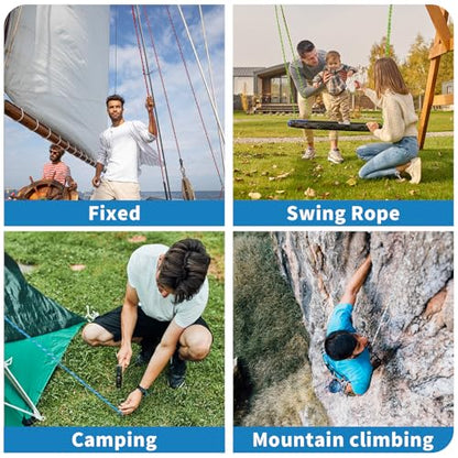 Double Braid Arborist Rope, 1/2 Inch x 150 ft, 9000 LBS Breaking Strength Heavy Duty Tree Climbing Rope, Outdoor Swing Rope for Trees, Climbing, Sailing & General Use - size: 1/2inch*150ft, style: Blue