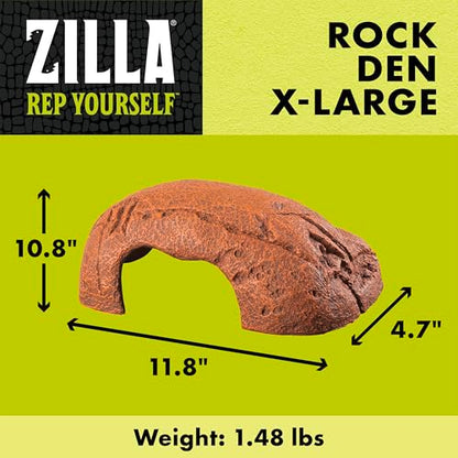 Zilla Rock Den, Naturalistic Rock Décor, Ideal Hideaway for Snakes, Skinks, Geckos, Bearded Dragons, Extra Large - size: Extra-Large