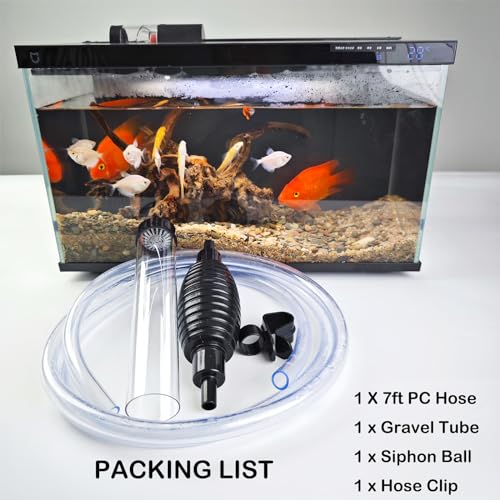 7ft Aquarium Siphon Vaccum Cleaner for Fish Tank Cleaning Gravel & Sand - size: 7ft