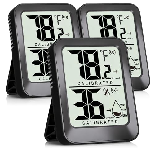 AyayaBoss 3 Pack Room Thermometer Indoor Hygrometer | Mini Size, Monitor Temperature & Humidity, Accurate Fast Read, Easy To View, Kickstand/Hanging/Wall Adhesive, ℉/℃, w/ Battery - color: Mini Temperature Humidity Meter 3 Pack - Black