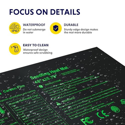iPower 48" x 20.75" Hydroponic Seeding Warm Pad and Heat Mat Thermostat Controller Plant Starting Kit Combo - size: 48" x 20.75", style: with Upgraded Controller