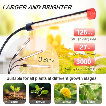 FECiDA 2026 3Head Table Top Grow Lights for Seed Starting, Indoor Plants, Bonsai, 27 Watt Power Draw, NO Need Adapter, 4/8/12/16/20H Timer, 16"-24" Height Adjustable - size: Desk-3Head-27W