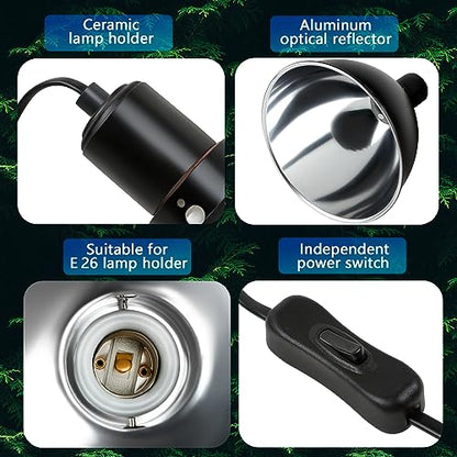 Reptile Light Fixture, 8.5 inch Optical Reflection Dome Heat Lamp Fixture, UVB Heat Basking Lamp Fixture for Amphibian Reptile Terrariums - size: 8.5in Dome