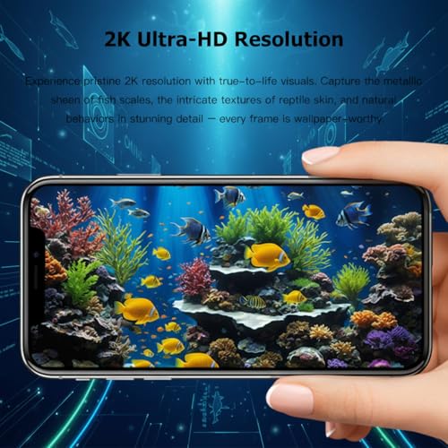 Aquarium Camera, 2K HD for Fish, Lizard, Reptiles Terrarium, 140° Wide-Angle with Anti-Glare, Night Vision, WiFi Pet Camera with AI Motion Detection, 2-Way Audio, 24/7 Cloud/SD Recording S20M1 (Black)