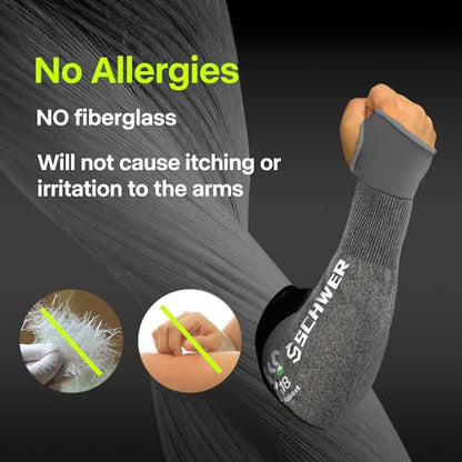 Schwer 1 Pair Size XL Highest Level Cut Resistant Work Gloves+ 1 Pair ANSI A6 Cut Resistant Arm Sleeves for Men&Women Work