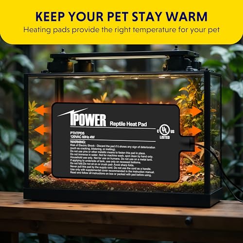 iPower 4x7 Inch Reptile Heating Pad, Under Tank Heater Terrarium Warmer Heat Mat for Turtles, Lizards, Frogs, Snakes, Safe & Energy-Efficient - color: Black/Heat Pad, size: 4" x 7"