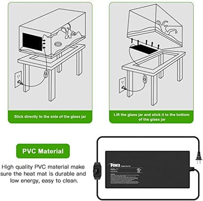 iPower 8X18 Inch 24 Watts Reptile Heating Mat with Adjustable Temperature Controller Under Tank Warmer Terrarium Heat Pad for Reptiles and Amphibians, for 50-60 Gallon Tank, 2 Pack - size: 8 X 18 Inch, style: 2 Pack with Adjustable Knob