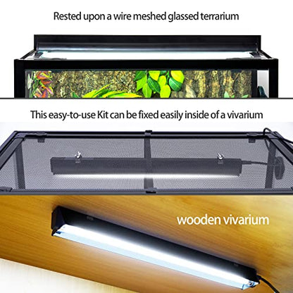 REPTI ZOO 39W Reptile T5 HO UVB Lighting Combo Kit, 34" Light Fixture Reptile Terrarium Hood, with Detachable Curved Reflector and 5.0 UVB T5 Lamp Bulb, ETL certificated - size: 39W