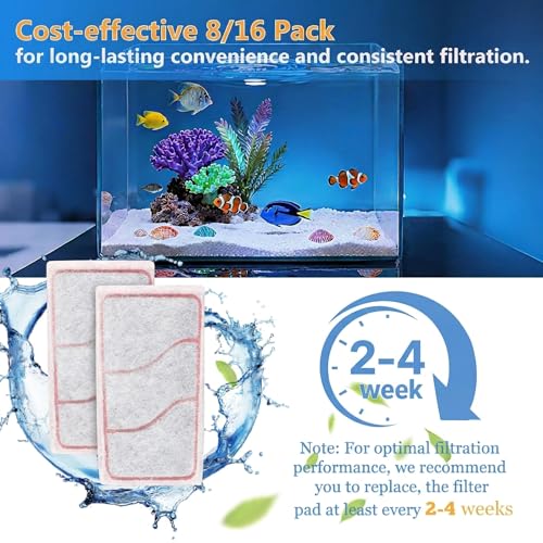 Aquarium Filter Cartridges Replacement Compatible with Whisper 3i Internal Fish Tank Filter, Multi-Layer Filter Pad with Cotton, Activated Carbon & Zeolite, 16 Pack - size: 16 Pack
