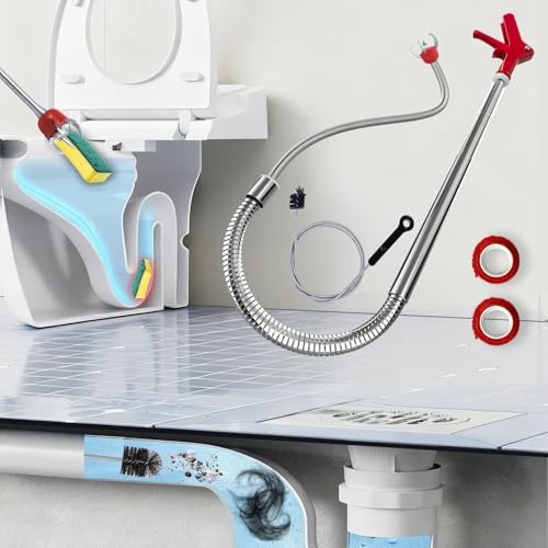Toilet Auger/Snake Drain Clog Remover Tool Kit | 3 Clog Remover Tools for Blocking and Cleaning Toilets, Kitchen Sinks, Bath Tubs and Sewers,Home essential - style: Toilet Drain Unblocking kit