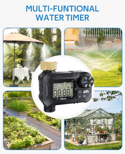 Automatic Misting Cooling System with Timer, 91.8FT Misting Line | 24 Brass Nozzles, 3/4" Brass Adapter, For Patio Misting, Grenhouse Watering & Chicken Coop Cooling