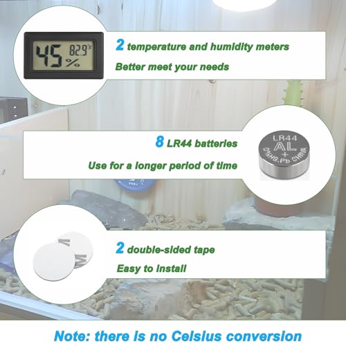 Reptile Thermometer and Humidity Gauge Digtal Terrarium Thermometer 2pc | RectangleBearded Dragon Cage Accessories Reptile Temp and Humidity Gauge for Leopard Gecko Hermit Crab Gecko Lizard Etc - size: rectangle