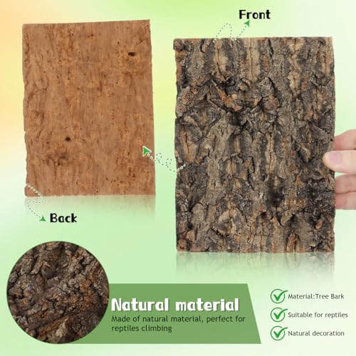 Veemoon Reptile Bark Decor 2 Pcs Natural Tree Bark Hide for Terrarium Climbing Platform for Lizard Gecko Bearded Dragon Snake 7.67 X 5.82 X 0.39 in