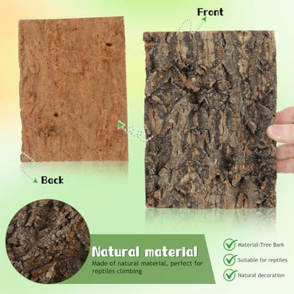 Veemoon Reptile Bark Decor 2 Pcs Natural Tree Bark Hide for Terrarium Climbing Platform for Lizard Gecko Bearded Dragon Snake 7.67 X 5.82 X 0.39 in