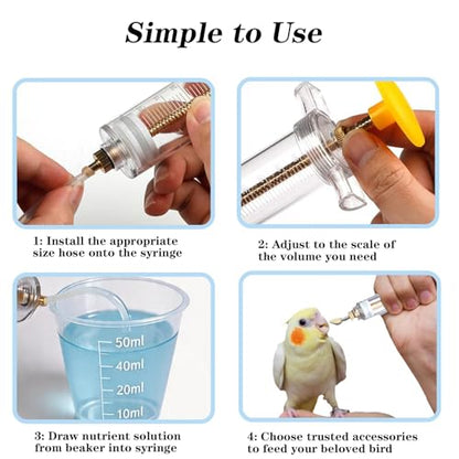 Baby Bird Feeding Syringe Set, 12-Piece Small Pet Parrot Feeder Hand Feeding Tubes Kit, Parrot Feeder Tubes Measuring Tools, for Baby Birds Small Pet