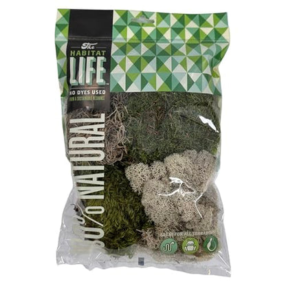 Variety Mix Moss for Terrarium Habitats, Small 1-Pack | Preserved Moss for Reptiles, Amphibians & Invertebrates Terrariums, Humidity Control, Soft, Dye-Free, Family Owned, USA Made - size: Small 1-pack, style: Variety Mix