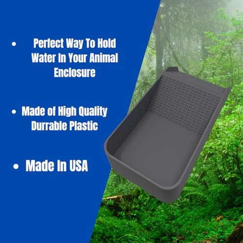 Hermit Crab, Lizard, Turtle, Amphibian XL Watering Pool | Platform Pool Accessory with Access Ramp for Pet Habitats | 9.75" x 5" | Made in USA (X-Large) (Fresh Only, Gray) - color: Fresh Only, Gray