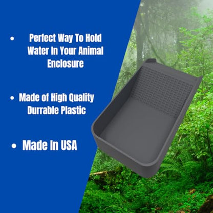 Hermit Crab, Lizard, Turtle, Amphibian XL Watering Pool | Platform Pool Accessory with Access Ramp for Pet Habitats | 9.75" x 5" | Made in USA (X-Large) (Fresh Only, Gray) - color: Fresh Only, Gray