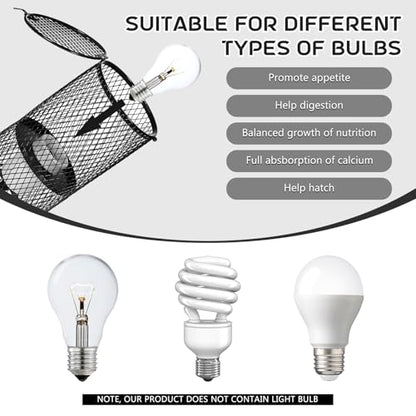 4 Pcs 4 Inch Reptile Heat Lamp Guard Anti Scald,White, Black | Heating Lamp Holder, Mesh Cage, with 150w Ceramic Heat Emitter, Basking Anti Scald, Reptile Lizard Protection, Without Bulb - color: White
