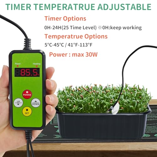 Seedling Heat Mat with Temperature Controller | Waterproof Heating Pads | Seed Germination Heating Mat 10 x 20.75 Inch - size: Seedling Heat Mat with Thermostat Digital