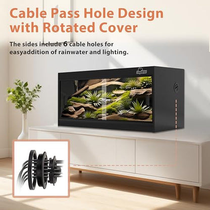 50 Gallon PVC Reptile Enclosure, RepWild 36"x18"x18" Terrarium/Tank with Heavy-Duty Screen Top, Glass Sliding Doors & Lock for Bearded Dragons, Ball Python, Geckos, Lizards - size: 36"W x 18"D x 18"H