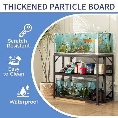 METYERRY 40 Gallon Fish Tank Stand with Power Outlet,Adjustable Shelf | 660 LBS Heavy Duty Metal Frame, Fits Fish Tanks Reptile Tanks and Turtle Tanks, Water Resistant Board, Home Aquarium Setup - color: Black, size: 40 Gallon