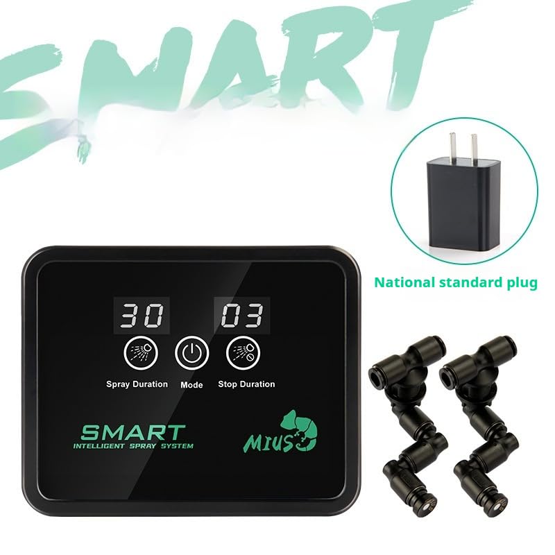 Automatic Rain Forest Spray System, Smart Humidifier Terrarium Misting Kit with Timer, 5m Pipe Length, 2 Nozzles, Humidity