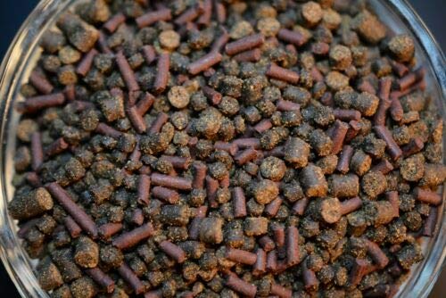 Gourmet Axolotl Soft Food Pellet Mix 3.2mm & 4.0mm & MINI BLOODWORM Sticks - A7 (9oz) - size: 9 Ounce (Pack of 1)
